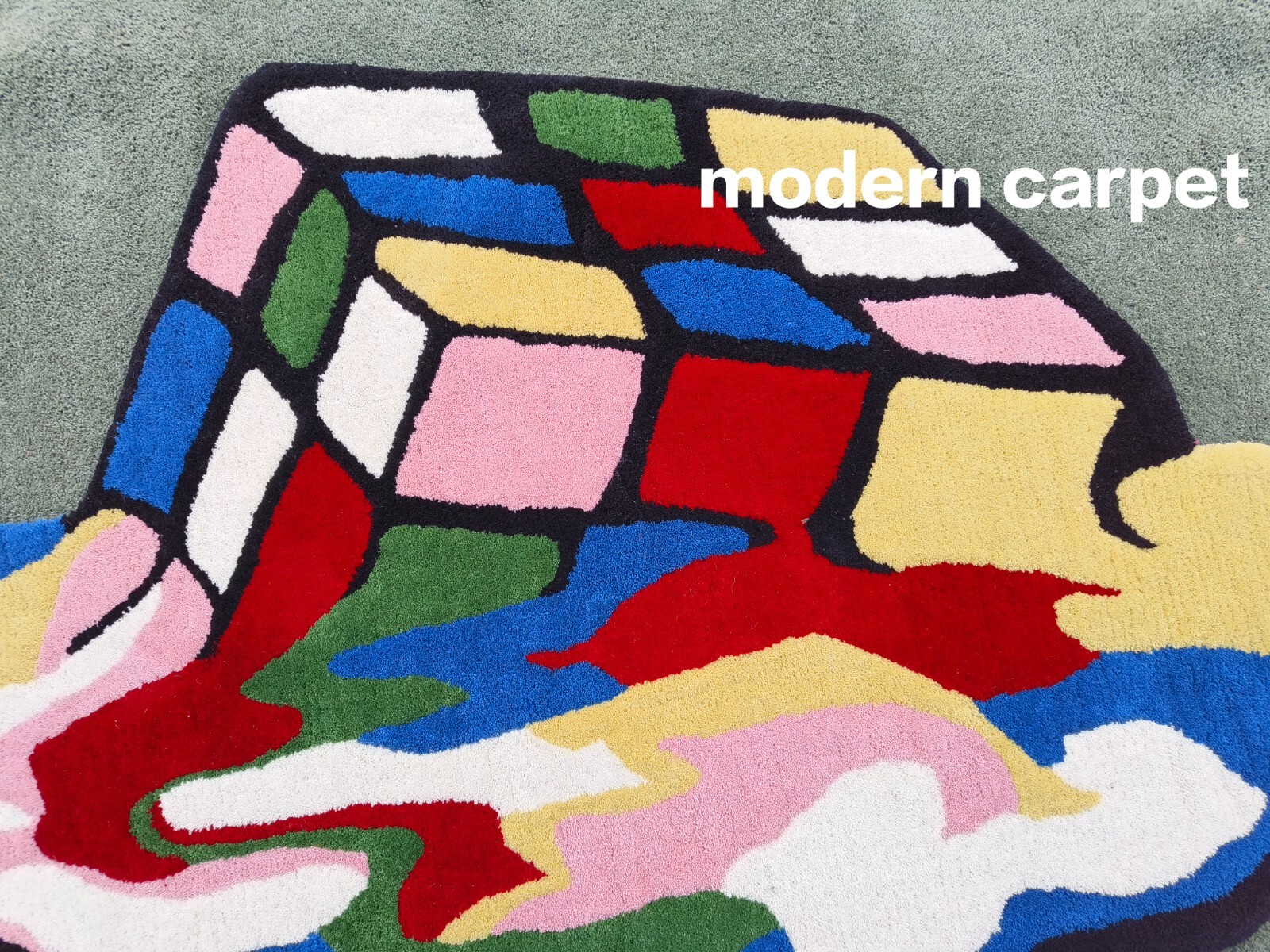 Melting Cube Rugs Handmade 100% Woolen Hand Tufted For Home Decoration