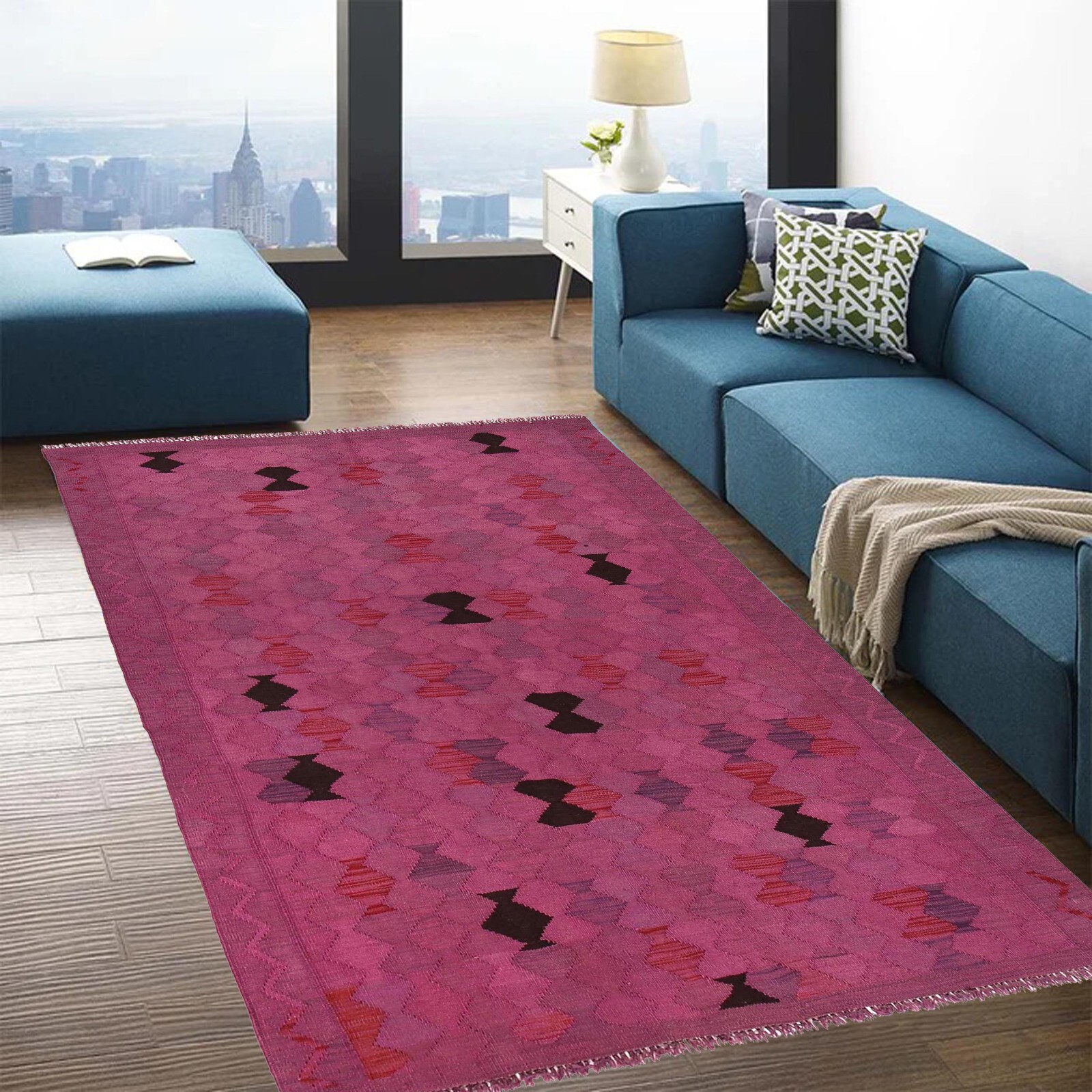 Pink Color Hand Knotted Oriental Woolen Area Rugs Kilims 4’0x5’7ft Kelims B29230