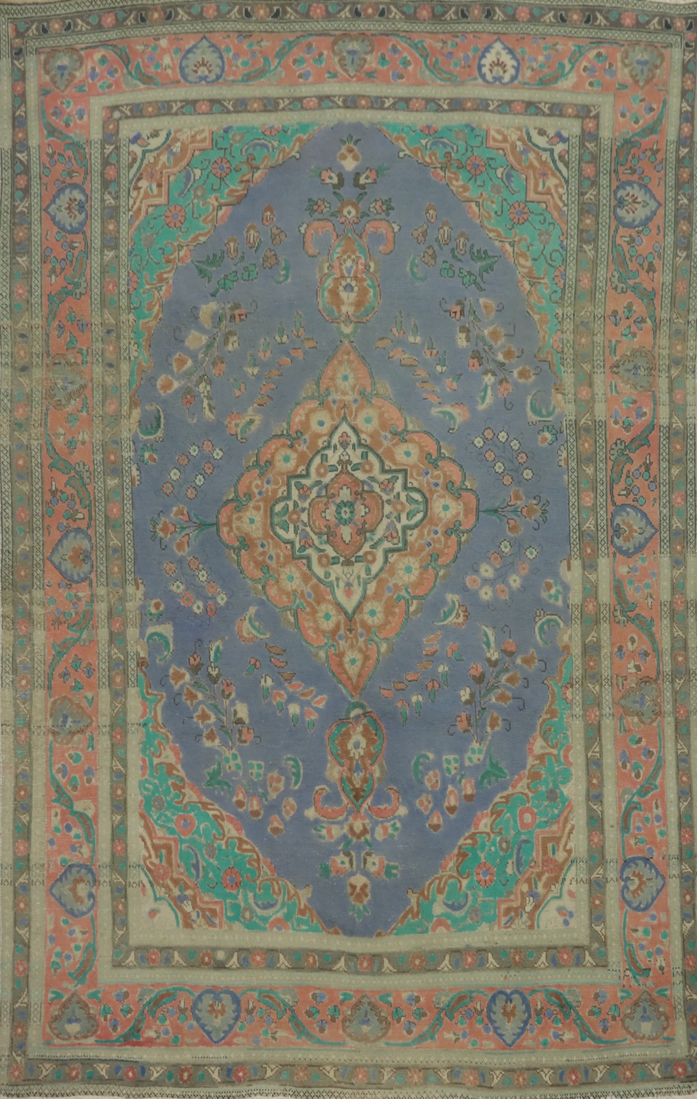 Traditional Over-Dyed Blue Wool Hand-knotted Living Room Area Rug 7×10 Carpet