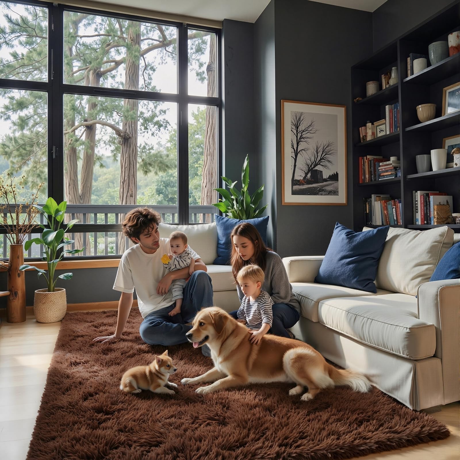 Small Coffee 2×3 Rugs Bedroom Soft Area Living Room Dorm Non Slip Shag Kids