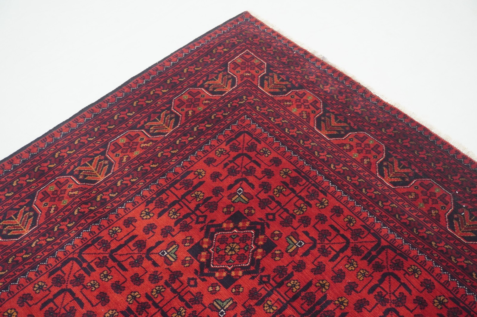 5×7 ft Red Afghan Hand Knotted Wool Oriental Rug