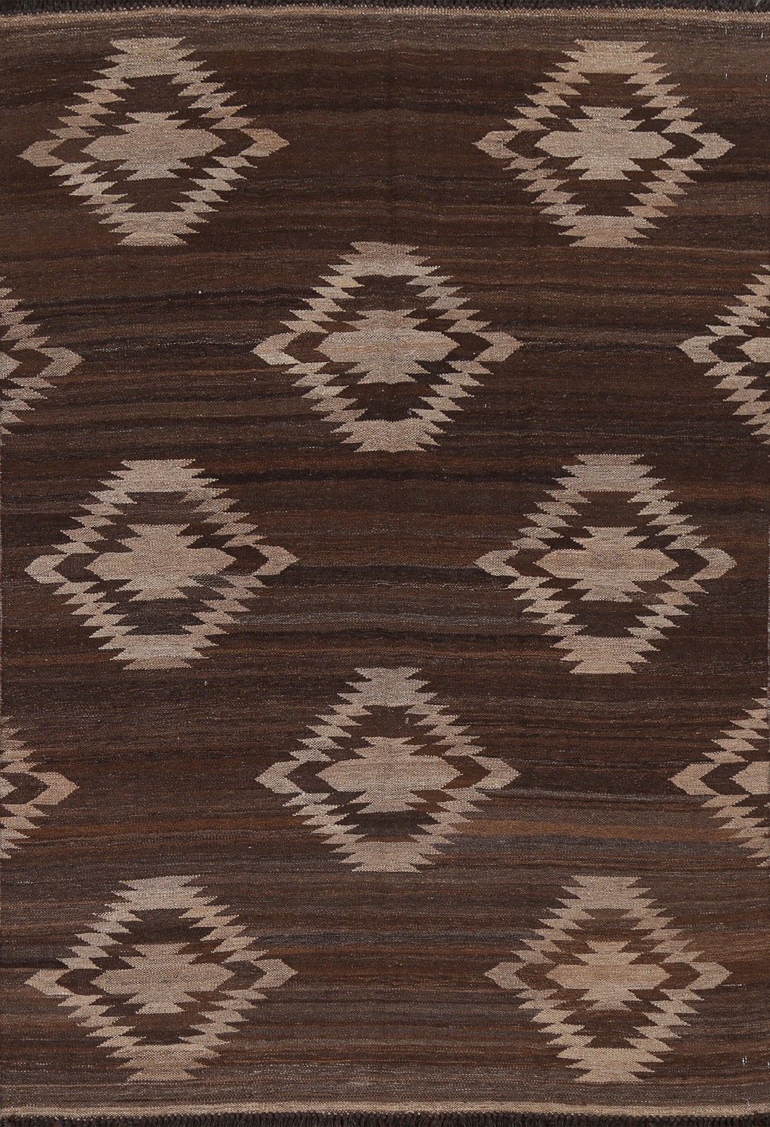 Hand Woven Tribal Brown Natural Dye Kilim Oriental Wool Rug 5×7 Ft Bedroom Rug