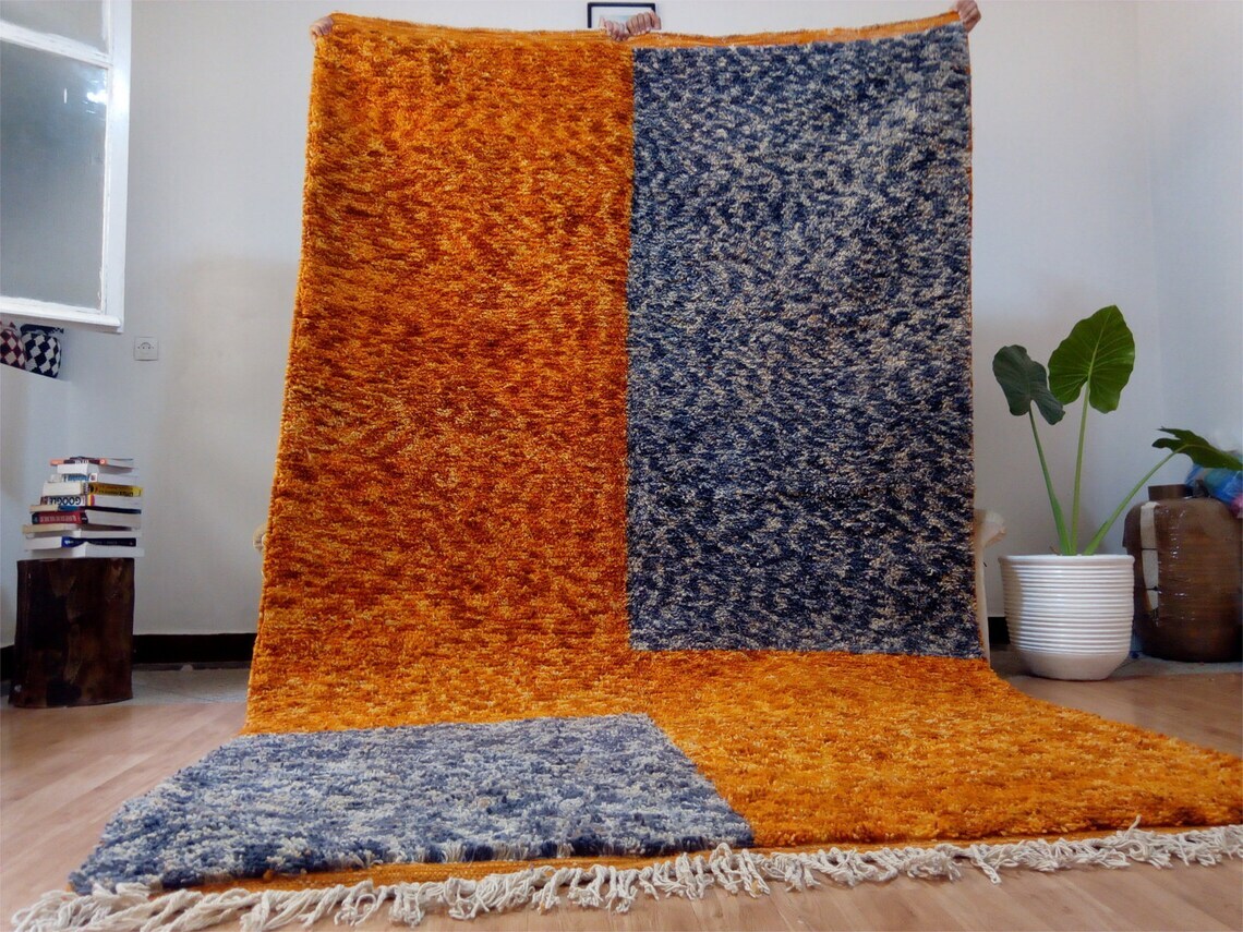 Moroccan Orange & Gray Rug 9.8×6.4ft / 300x197CM approx , Beni Ourain Style