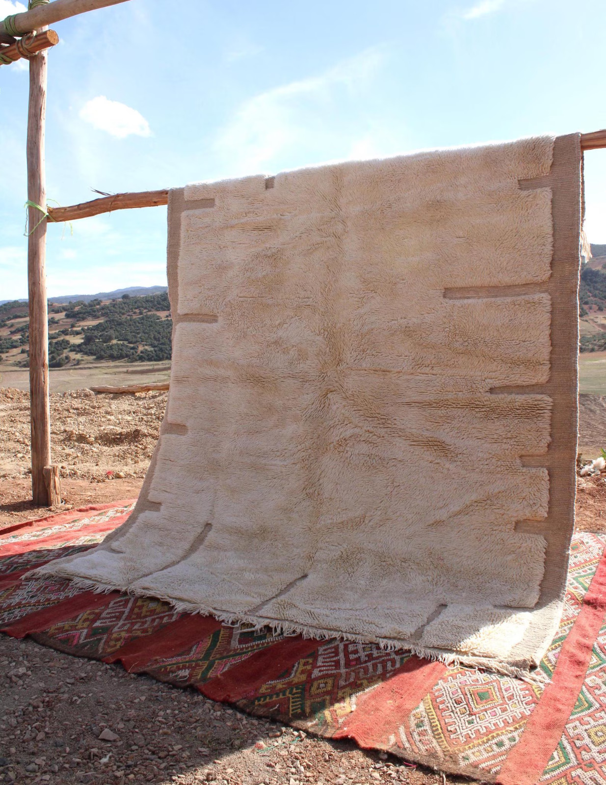 Minimalist Moroccan rug, Area rugs Cream Berber rug, Beni Mrirt rug, Boho rug