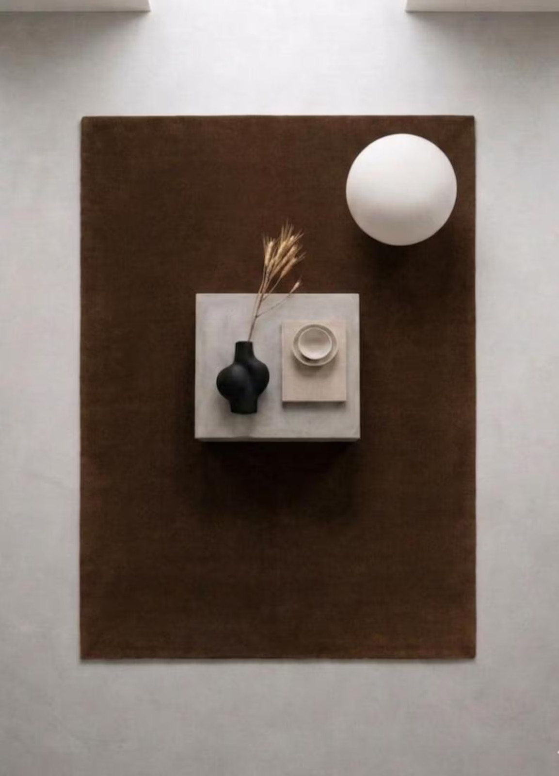 Modern Minimalist Plush New Zealand Wool Area Rug Grand Walnut Hand Tufted Rug