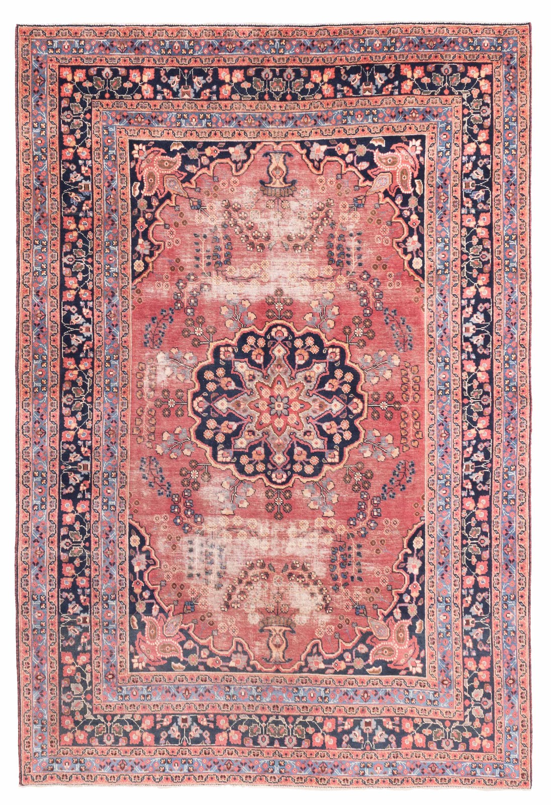 Vintage Hand-Knotted Area Rug 6’4″ x 9’5″ Traditional Oriental Wool Carpet