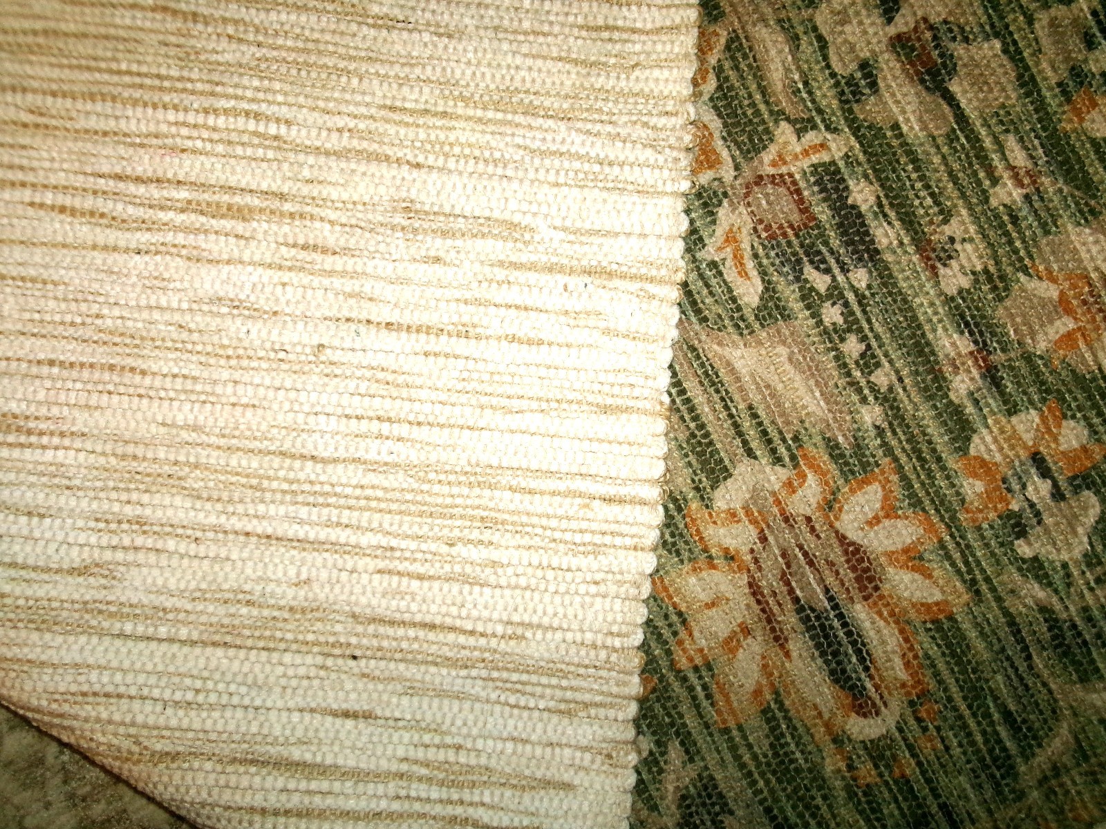 The Farmhouse Rachel Ashwell Scatter Rug 63.5″x35.5″ Fringe Green Rust Gold Tan