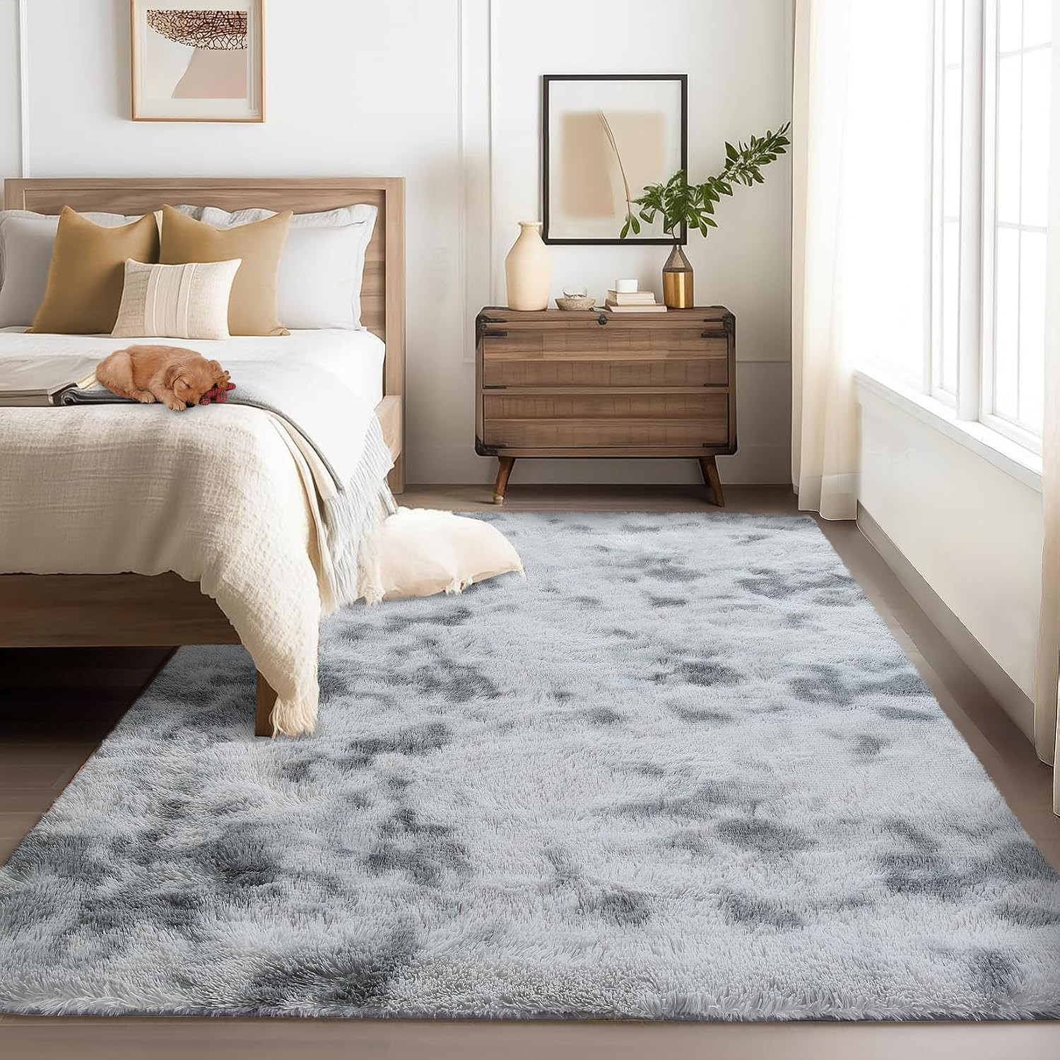 2’X6′ Soft Fluffy Runner Rug for Hallway, Tie-Dye Fuzzy Shaggy Runner for Bedsid