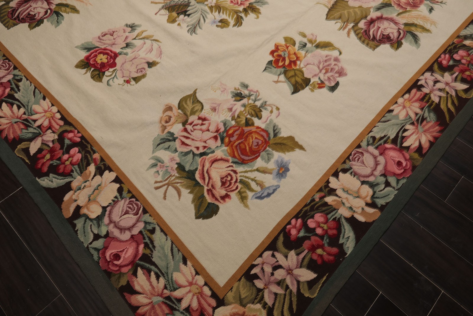 Asmara 9×12’6” Hand Woven Wool Ivory French Aubusson Needlepoint European Rug