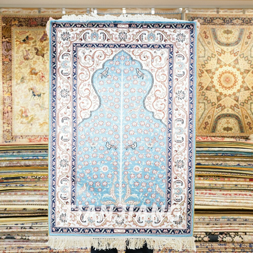 2’x3′ Handmade Silk Area Rug Tree of Life Antistatic Tapestry Carpet HF124B