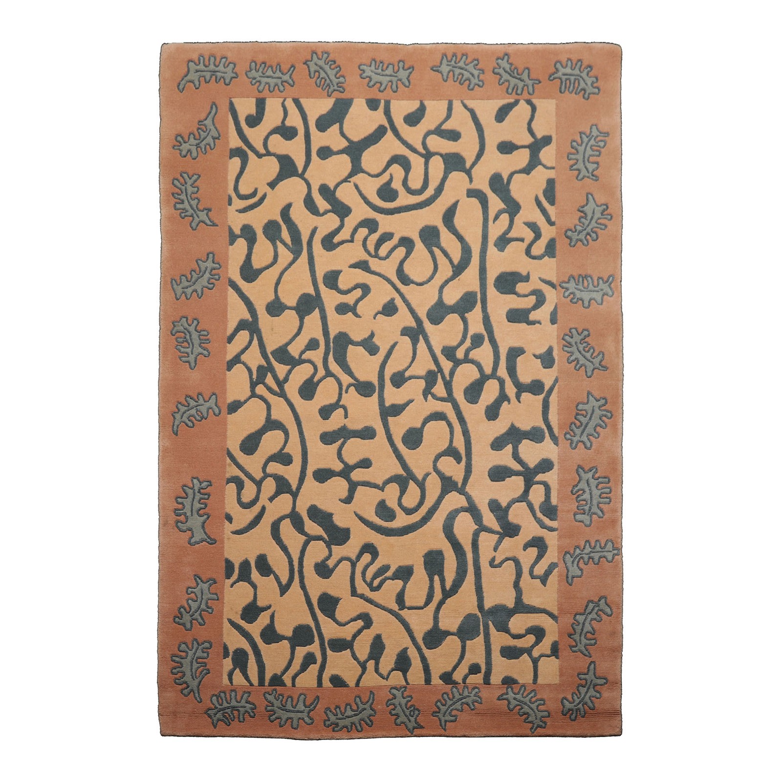 6×9 Hand Knotted Wool Beige Tibetan Contemporary Plush Pile Rug