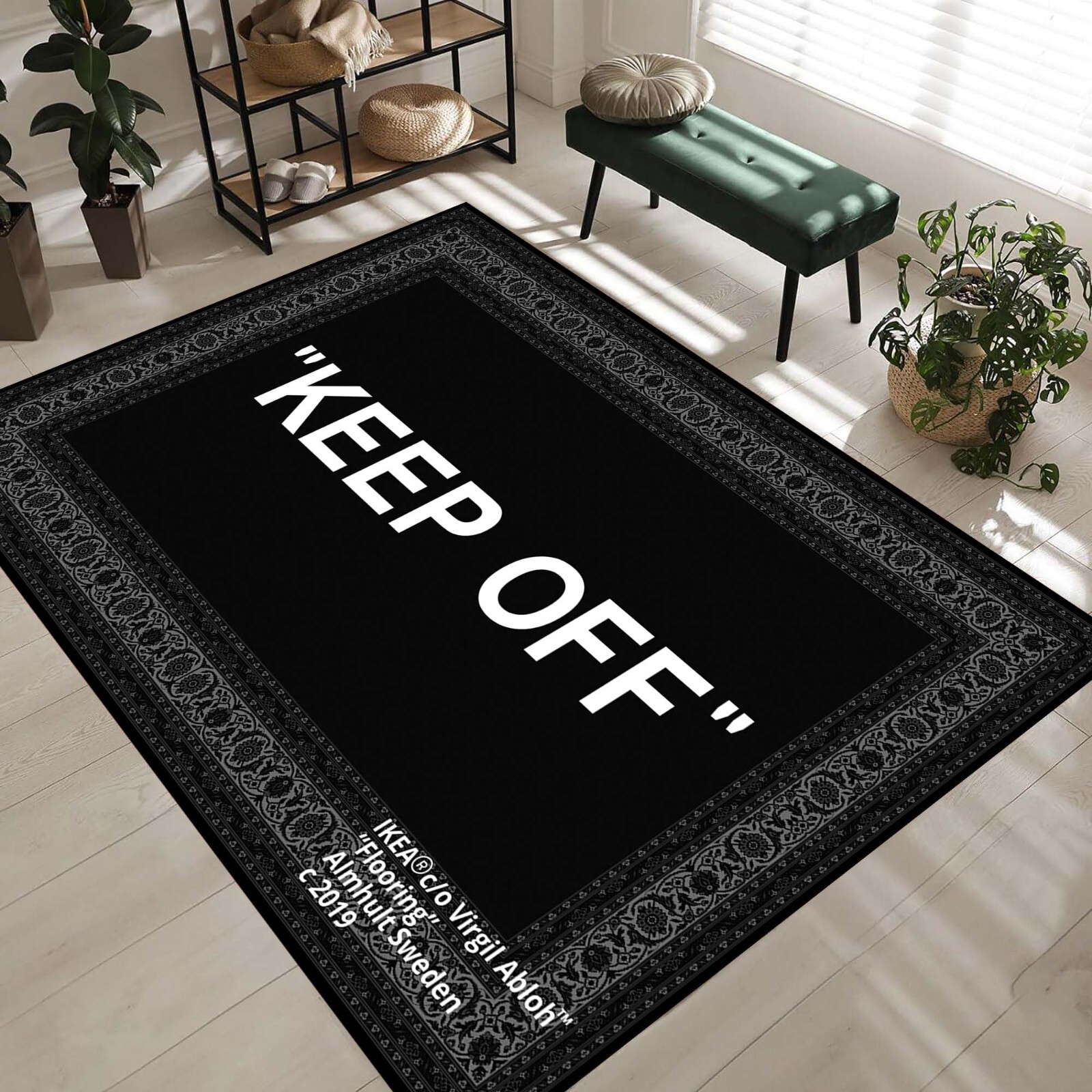 Keep Off Rug, Home Decor Designer Rug, Modern Typography Rug, Contemporary Rug