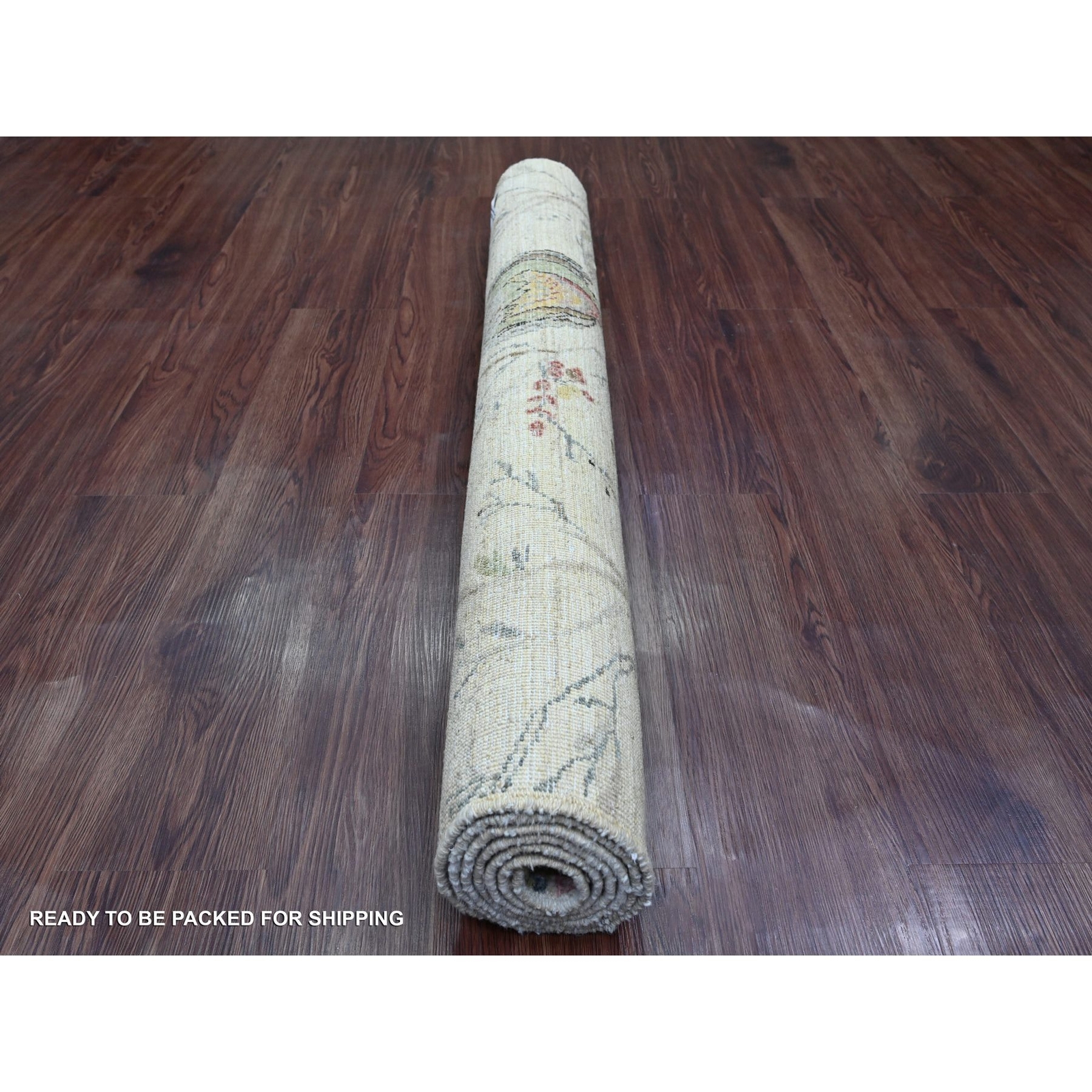 4’x6′ Ivory Sparrows on the Tree Peshawar Soft Wool Hand Knotted Rug R20955