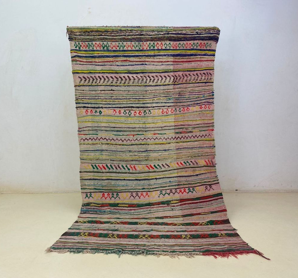 4’6×8’6 Vintage Moroccan Handmade Oriental Rug Berber Decorative Cotton Area Rug