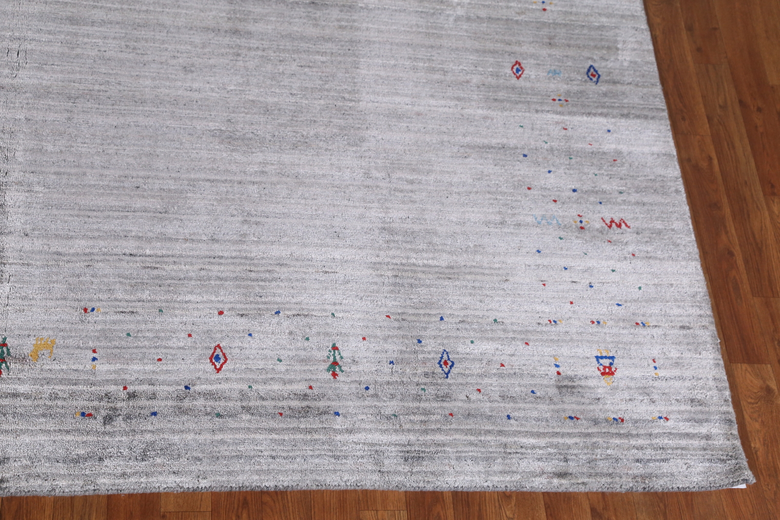 Eye-catching Gabbeh Area Rug Gray Color Handmade Silk 9×12 ft