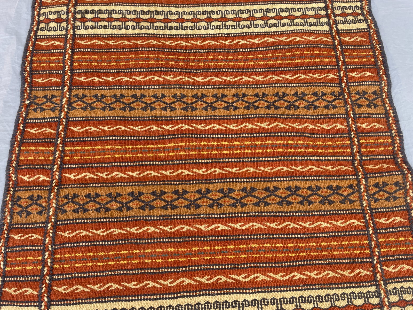 2’10 x 4’3 Ft Vintage Terracotta Afghan Kilim Carpet – Tribal Flatweave Rust Rug