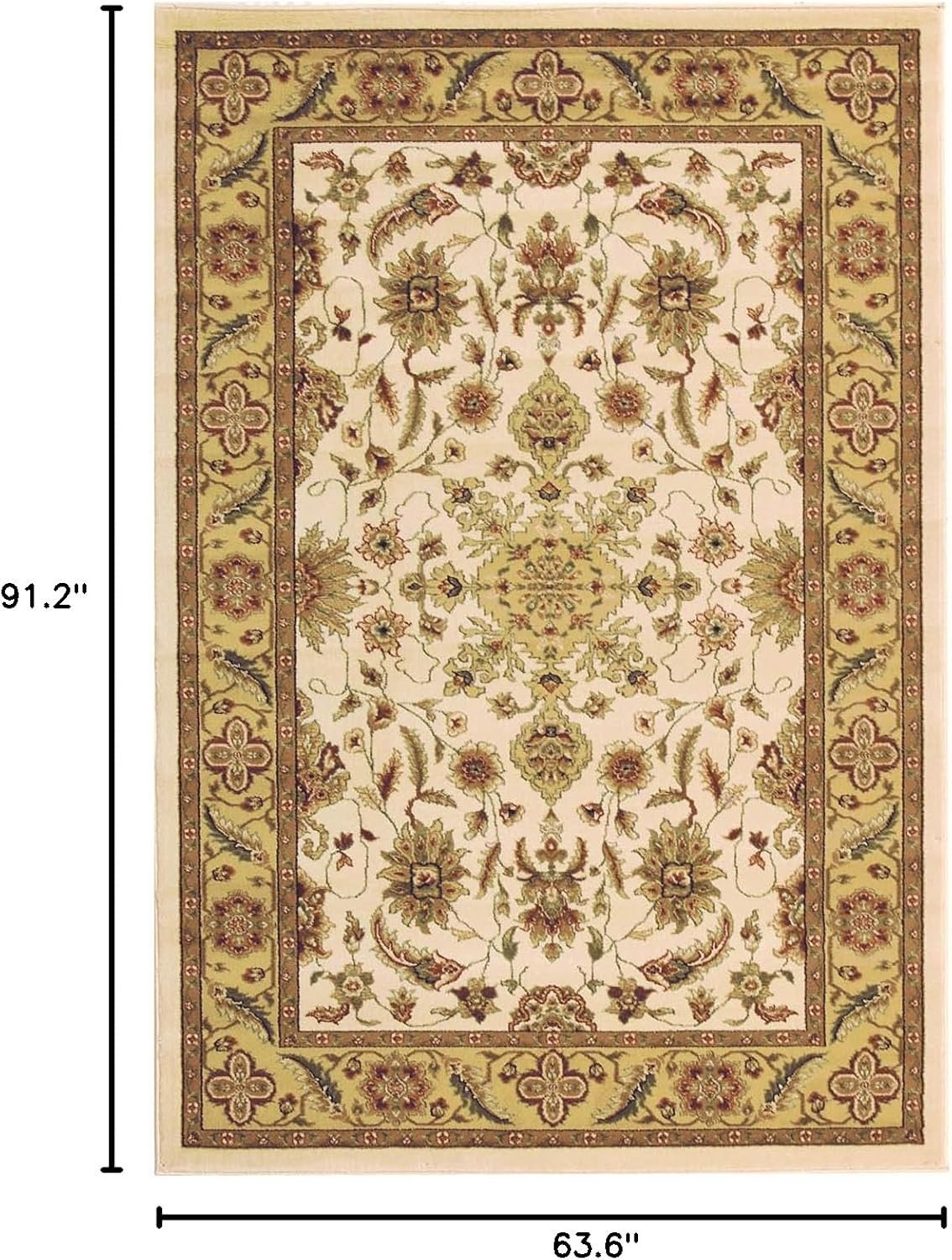Lyndhurst 5’3″ x 7’6″ Area Rug – Ivory & Tan, Non-Shedding, Easy Care