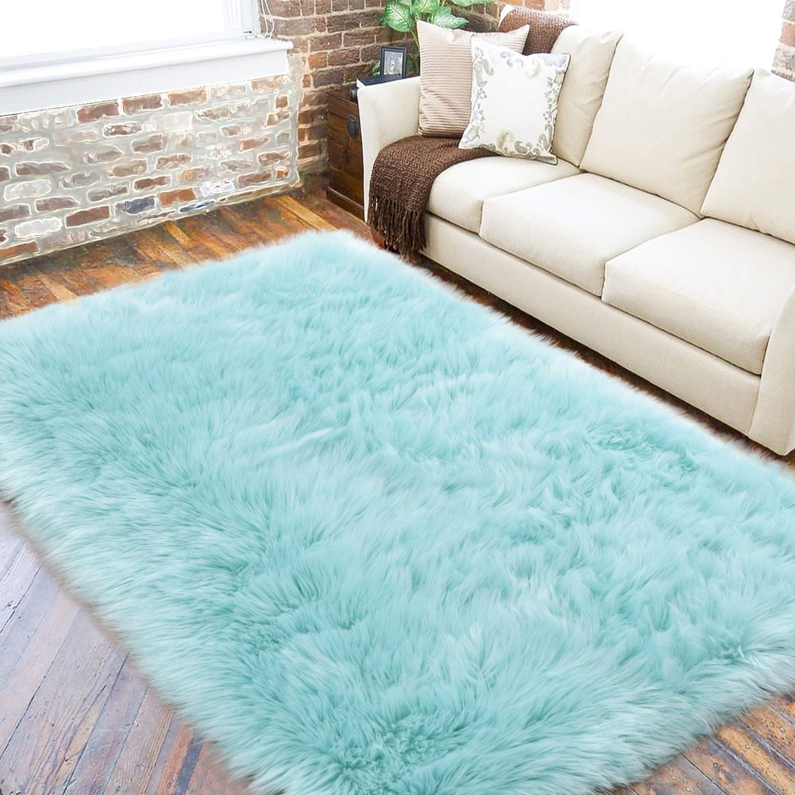 LOCHAS Soft Fluffy Faux Fur Rugs for Bedroom Bedside Rug 3×5 Feet, Washable, …