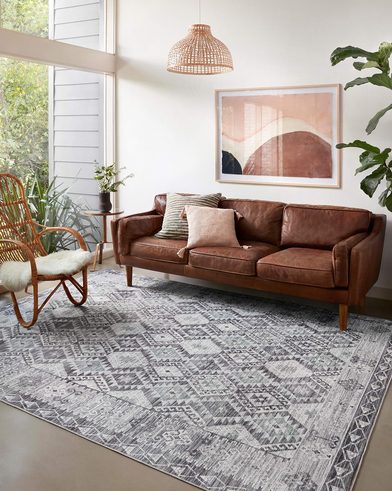 Loloi Zion Collection Zio-03 Charcoal/Slate 3-6 X 5-6 Accent Rug