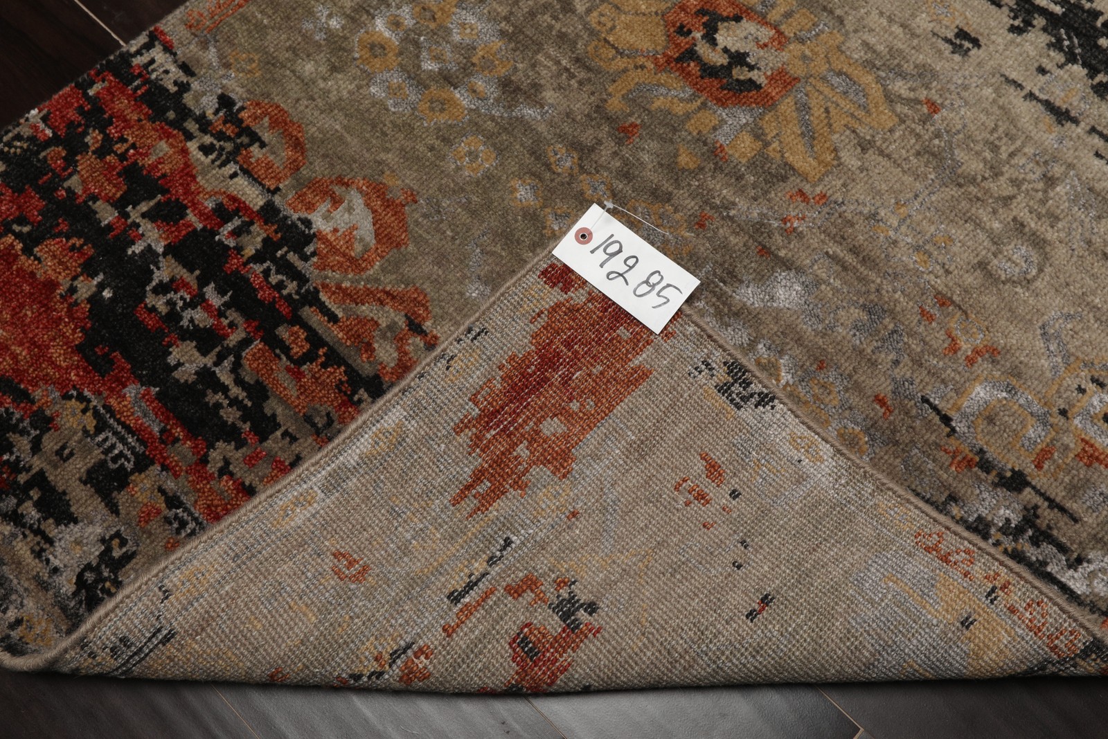 LoomBloom 3×5 Hand Knotted Wool & Silk Gray Tibetan Modern Area Rug