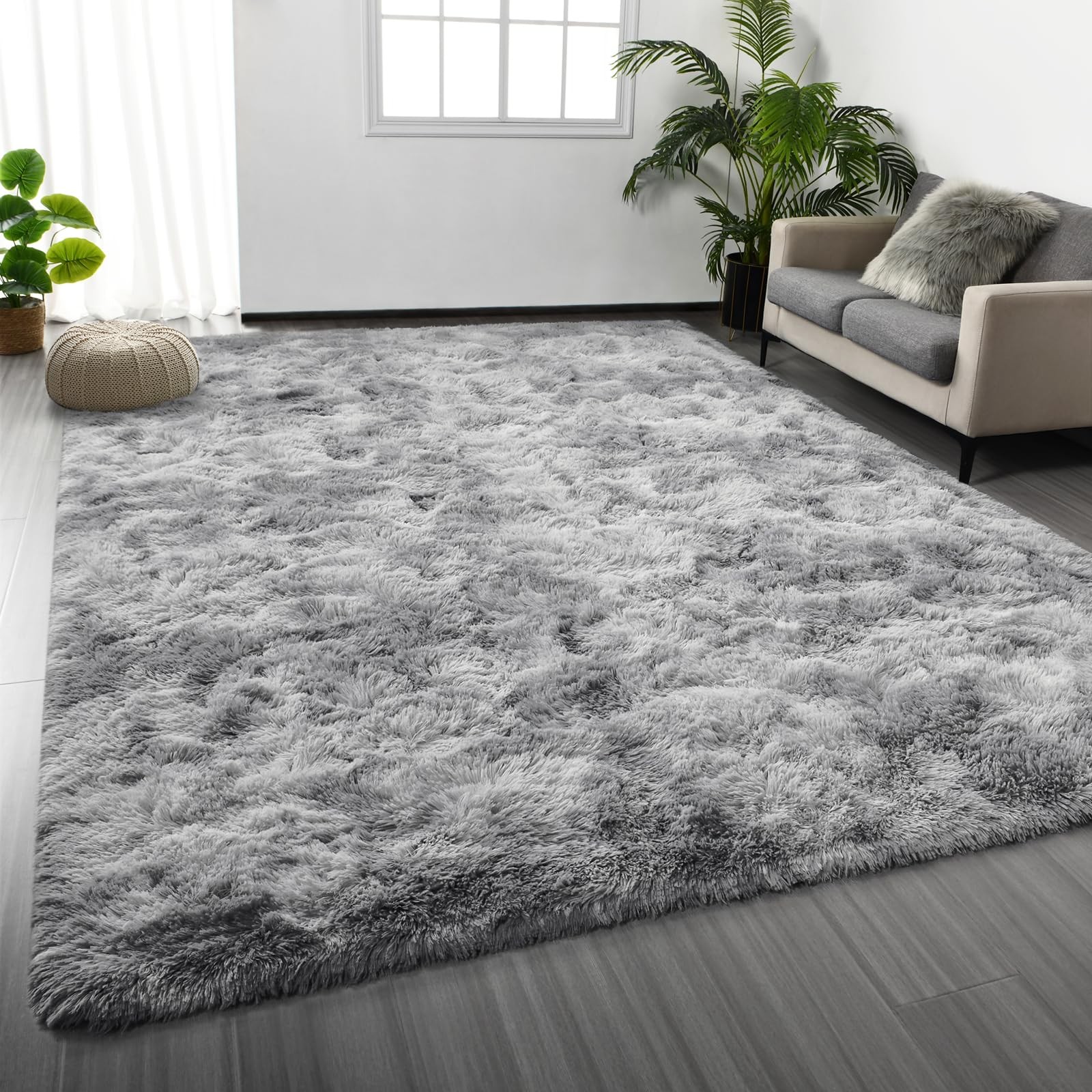 Large Shag Area Rugs 6 x 9, Tie-Dyed Plush Fuzzy Rug for Living Room, Ultra S…