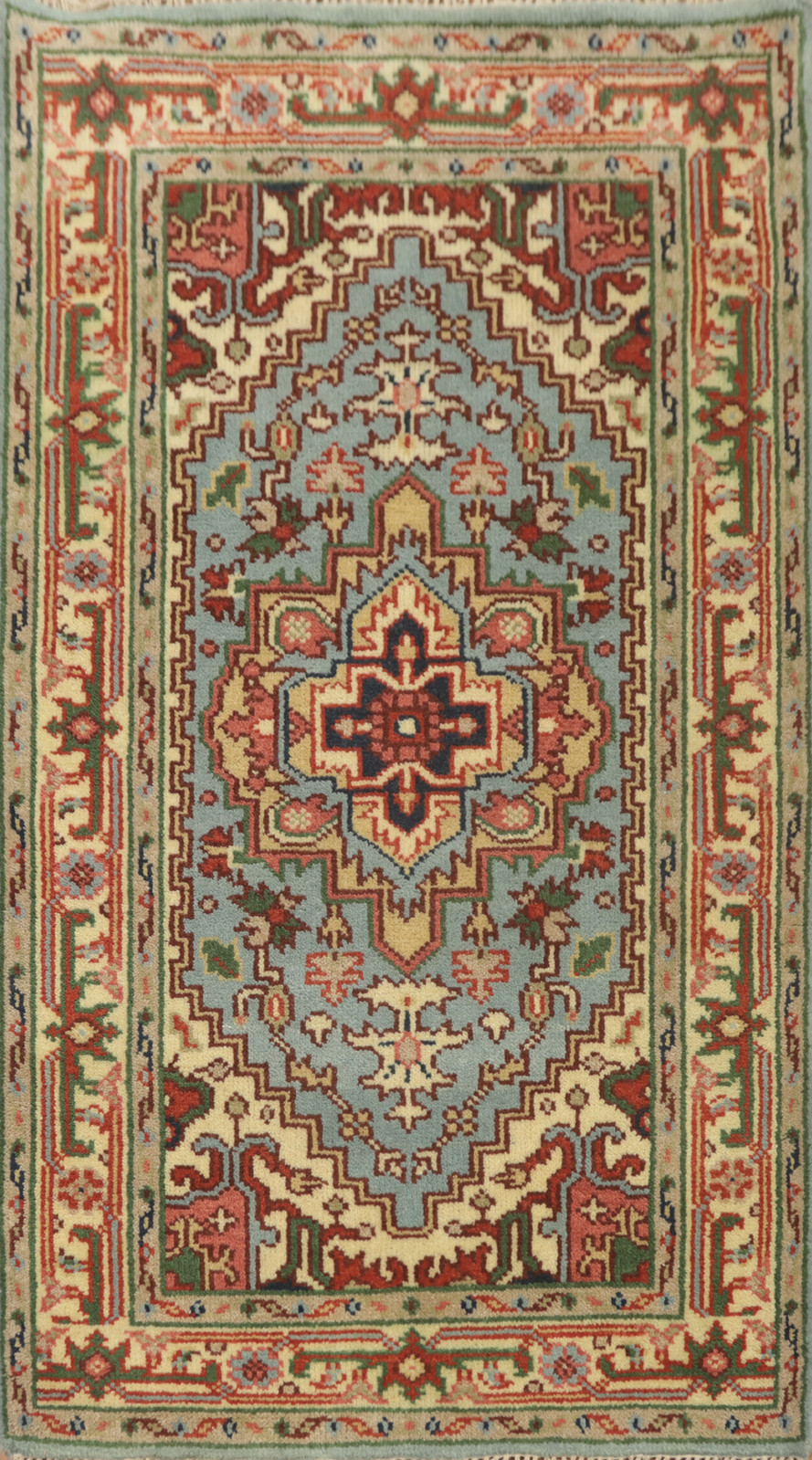 Light Blue Handmade Traditional Wool Carpet Oriental Geometric Indian Rug 3×5 Ft