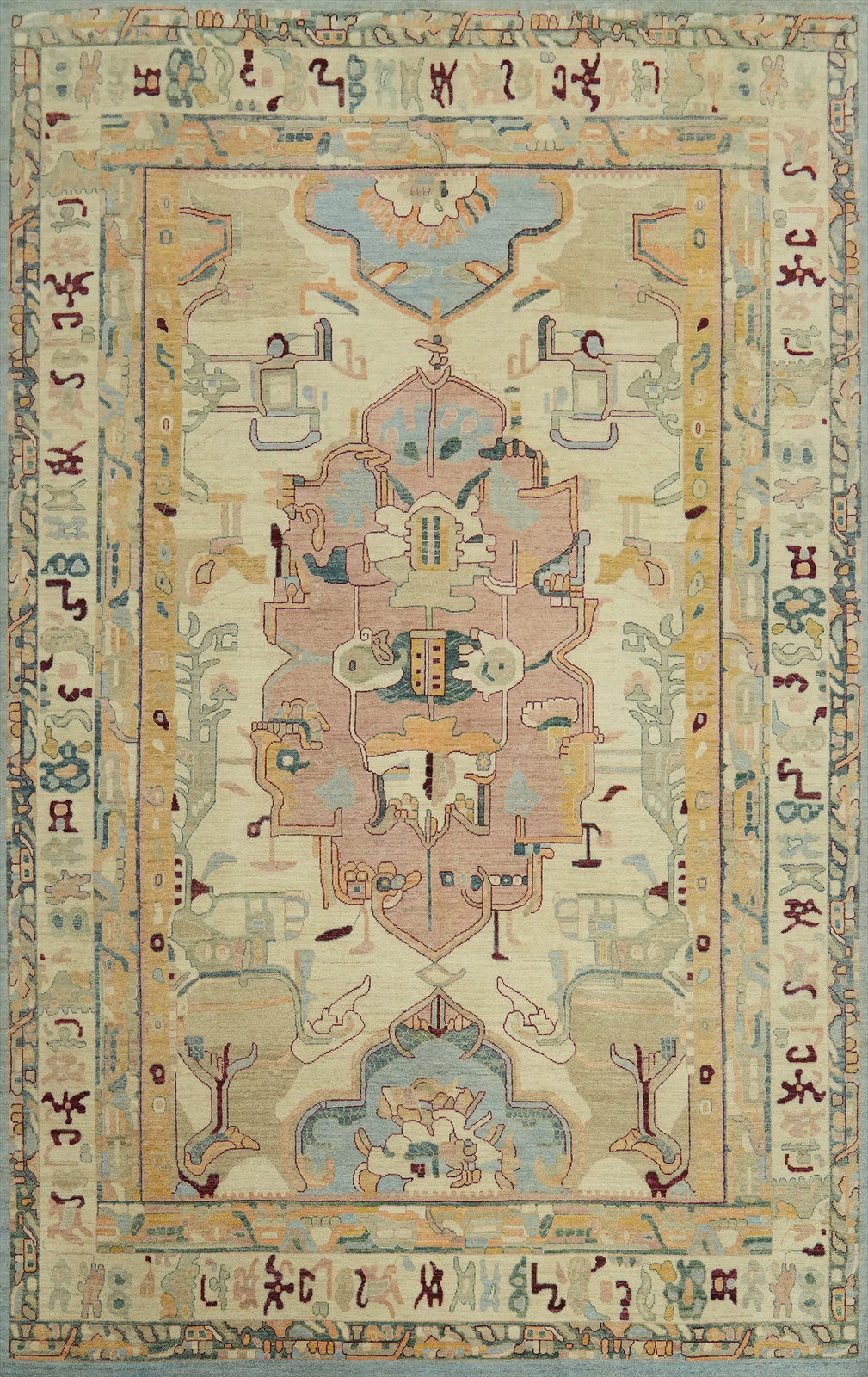 Vegetable Dye Oushak Large Rug 12×18 Ft Palace Size Geometric Wool Carpet