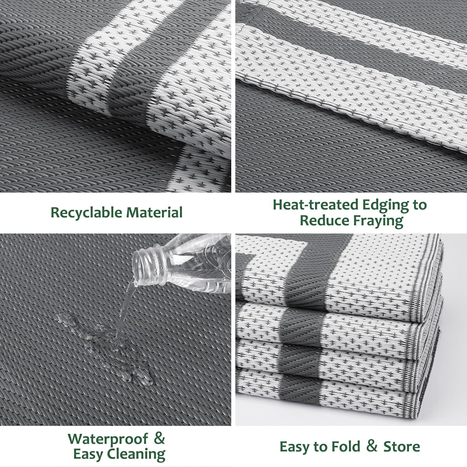 Outdoor Rug Reversible Portable Plastic Straw Camping Rugs for outside Rvlarge