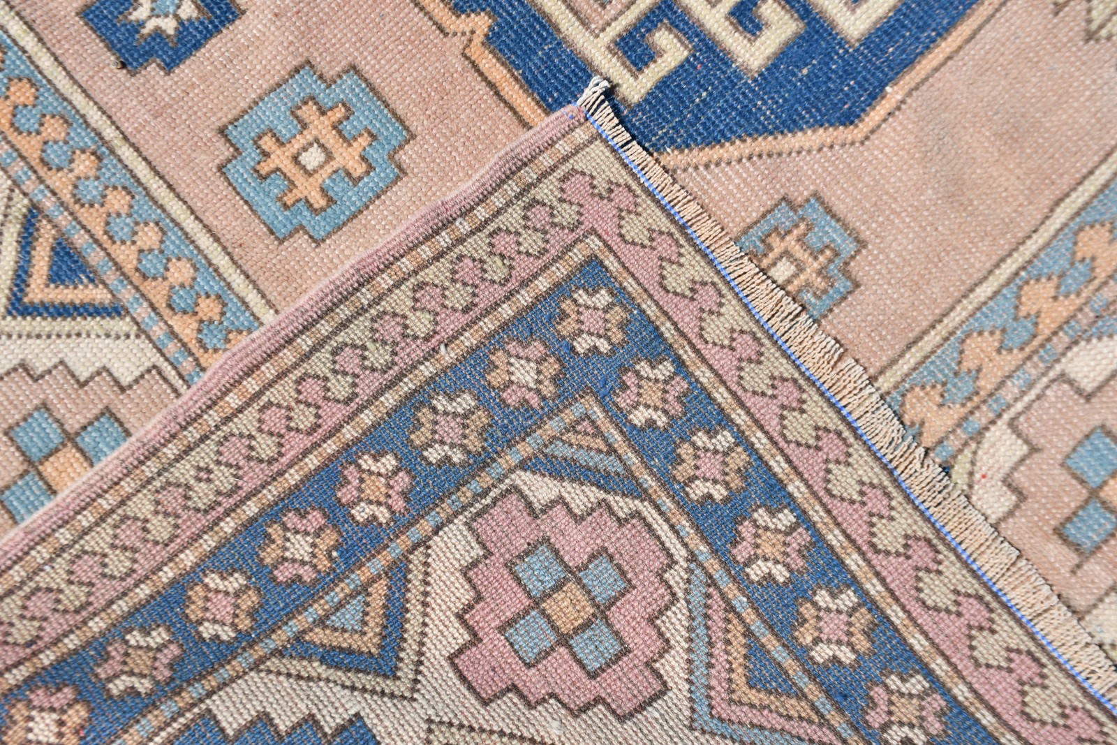 7,1×9,4 ft Rug, Vintage Turkish Rug, Blue Oriental Wool Rug