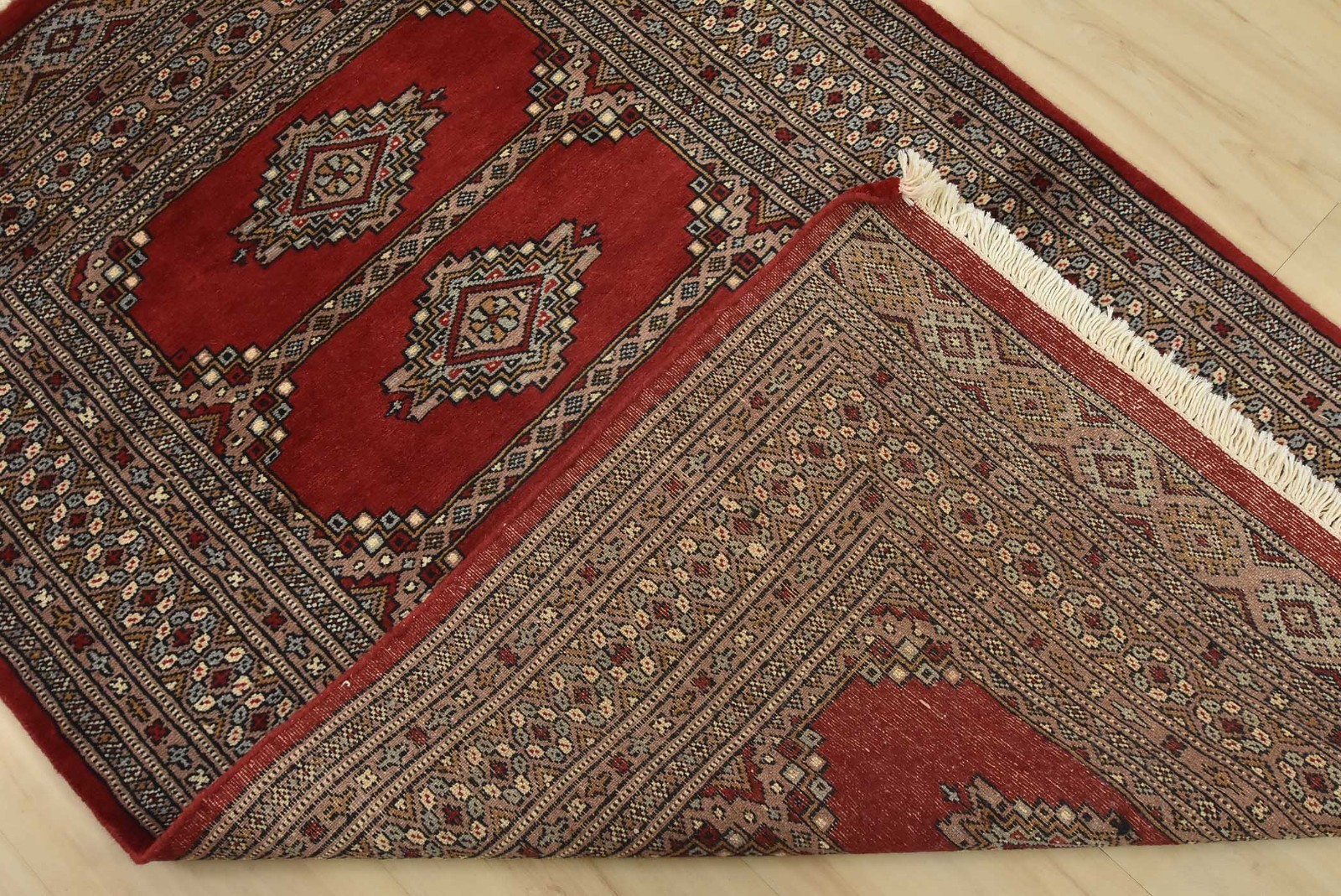 Bokhara Jaldar Rug 3’1” x 4’10” Red Wool Tribal Hand-Knotted Oriental Carpet