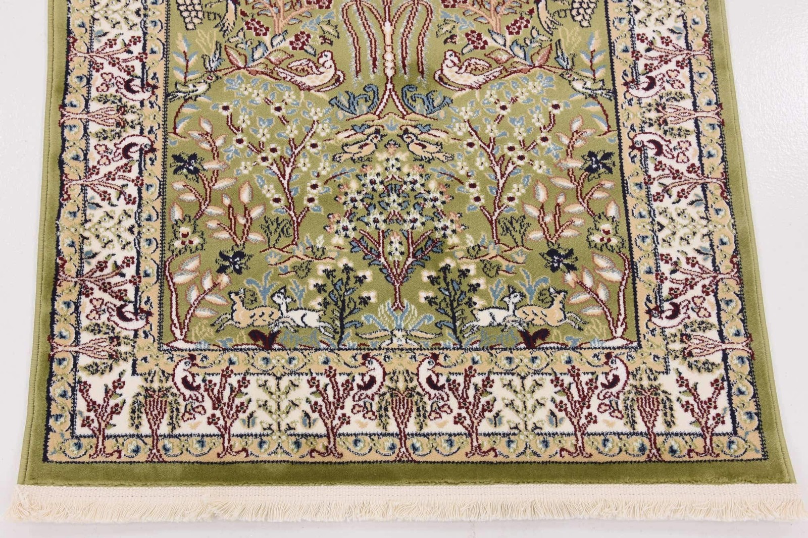 Narenj Collection Area Rug – Bristol (3′ x 13′ 1″ Runner, Green/ Ivory)