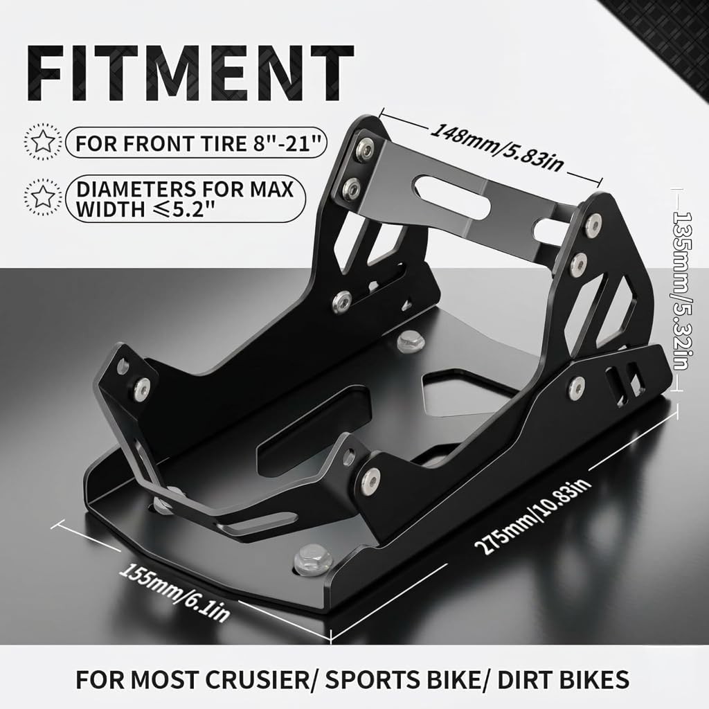 Motorcycle Wheel Chock for Transport, Adjustable 1800 lbs Capacity, Fits 8″21″