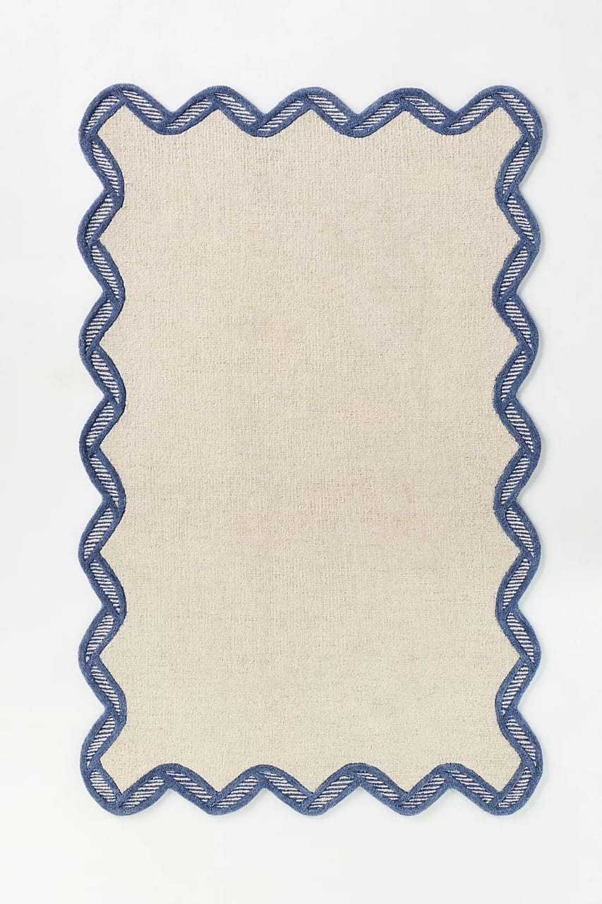 Hand Tufted Wool Scalloped Border Rug Anthropologie Rugs for Bedroom Livingroom