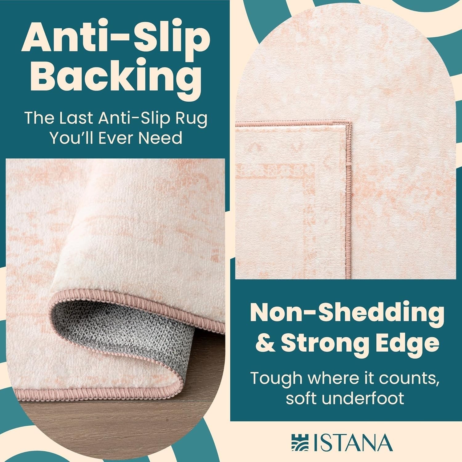 Istana 3×5 Area Rug – Pink Modern Rugs for Living Room 3×5 – Foldable Rugs for B