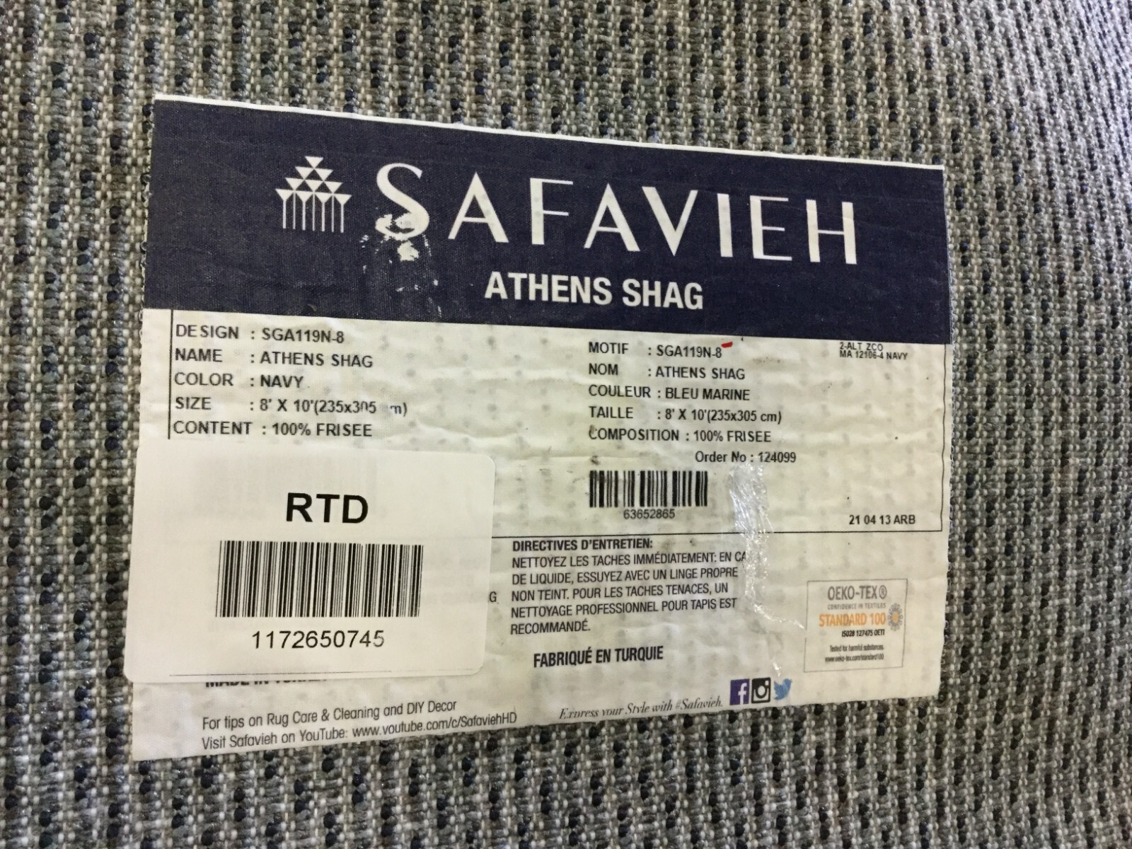 NAVY 8′ X 10′ Flaw In Rug Reduce price 1172650745 SGA119N-8