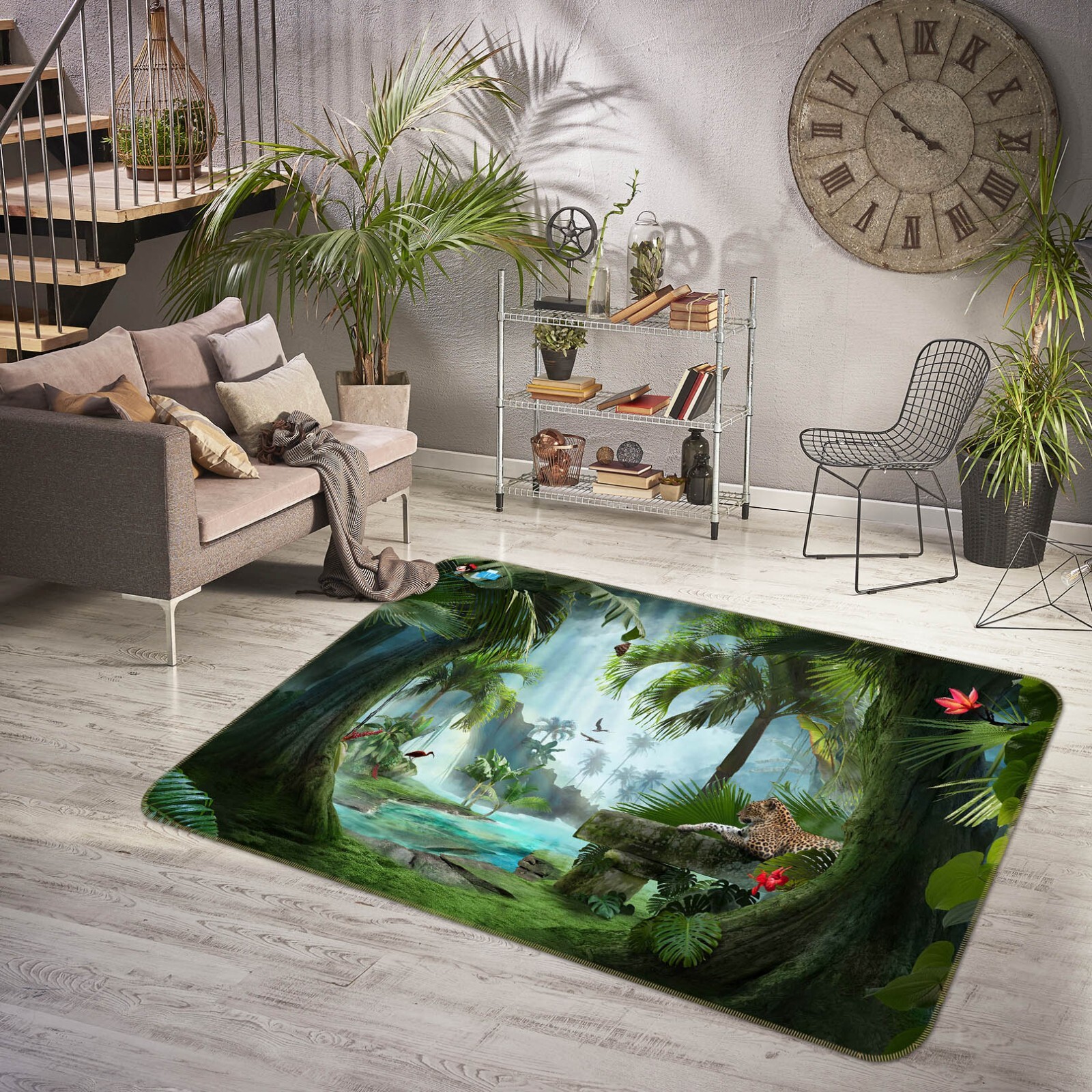 3D Leaf Leopard K1457 Non Slip Rug Mat Elegant Photo Carpet Panda 2023