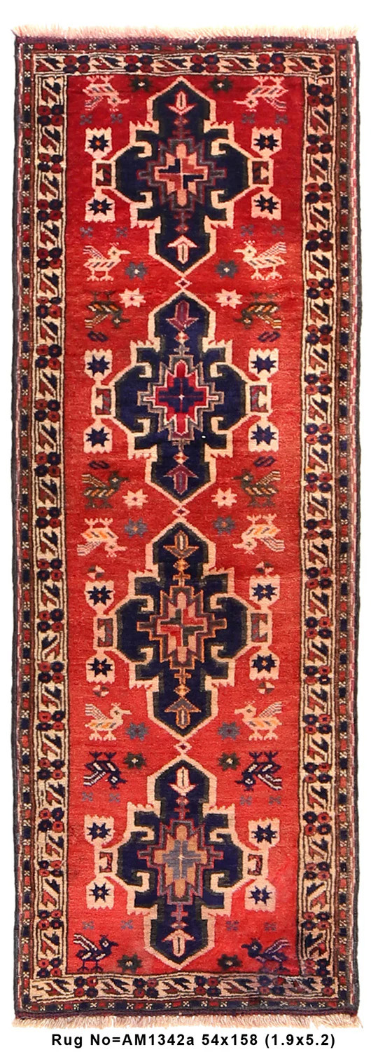 1.9 x 5 Small Narrow Wool Perrsian Tribbal Shiraaz Runner #AM1342