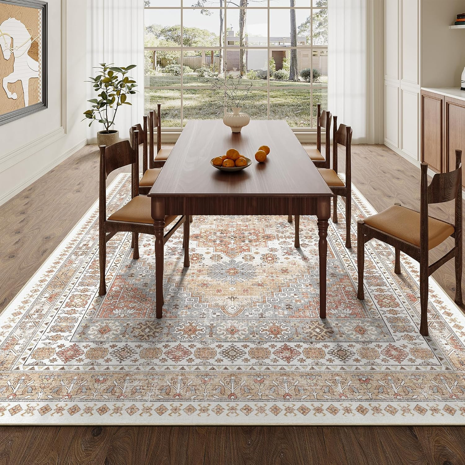 5X7 Area Rugs – Ultra-Thin Washble Rug, Stain Resistant anti Slip Backing Rugs f