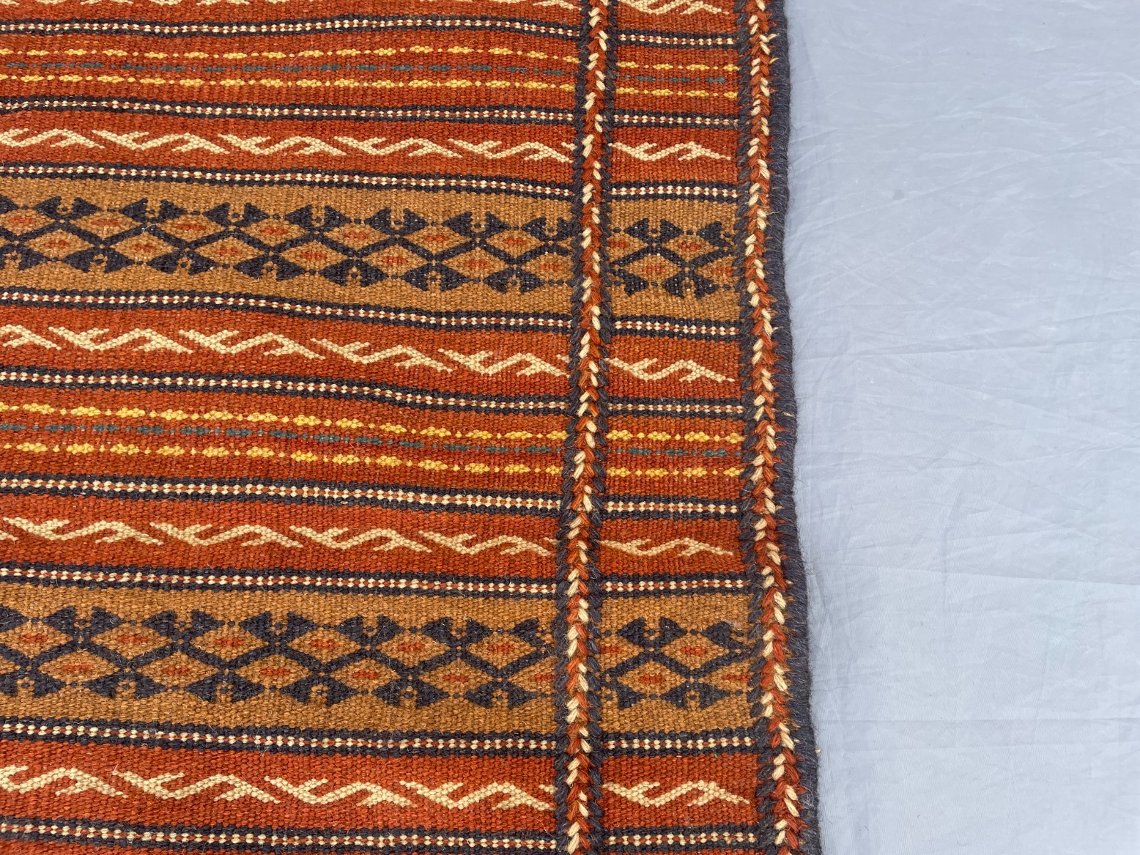 2’10 x 4’3 Ft Vintage Terracotta Afghan Kilim Carpet – Tribal Flatweave Rust Rug
