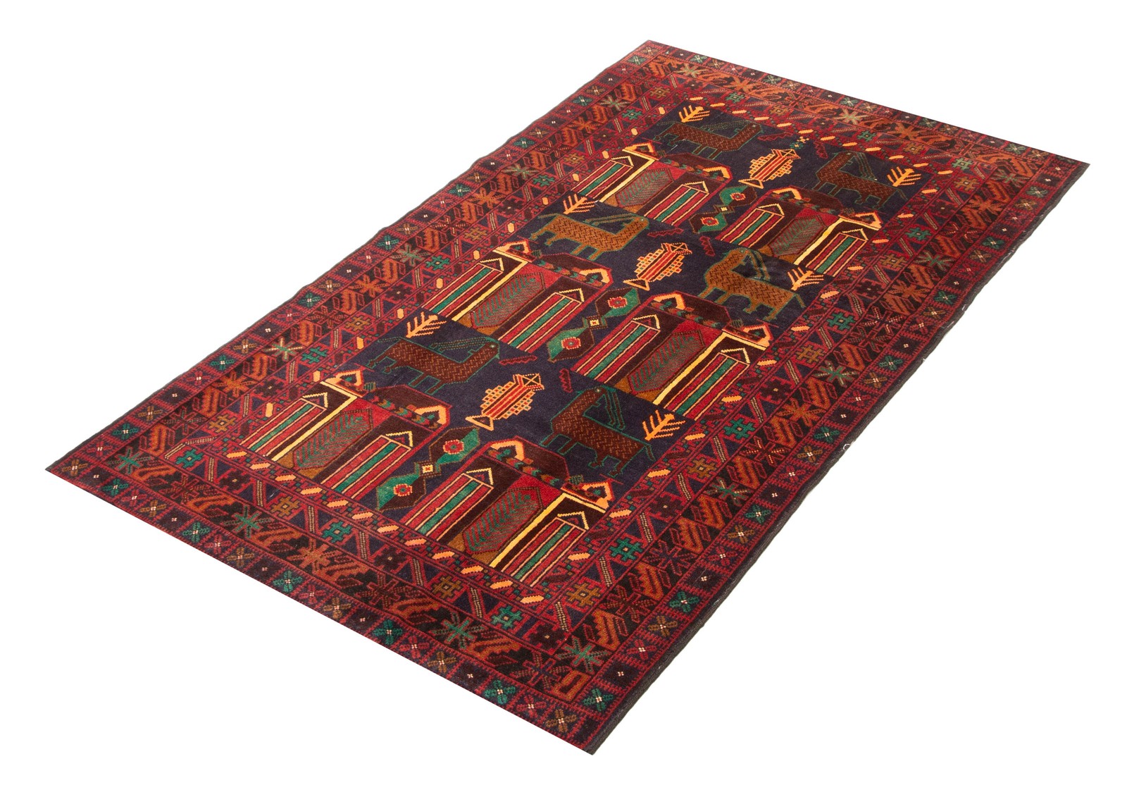 Vintage Dark Navy Traditional 3’9″ x 6’8″ Hand-Knotted Oriental Wool Area Rug