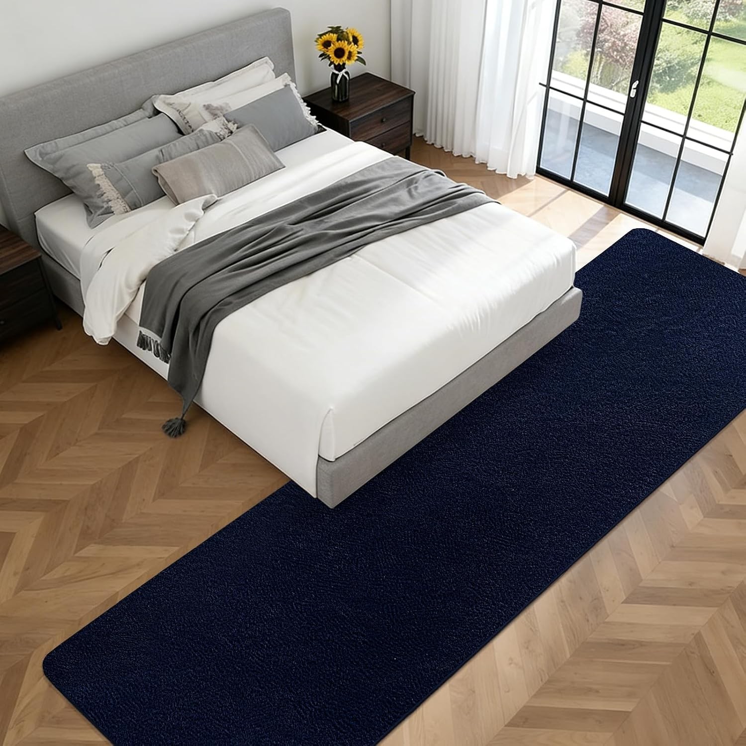 Runner Rugs for Bedroom Living Room, 2X6 Feet Ultra Soft Navy Blue Runner Rug Th