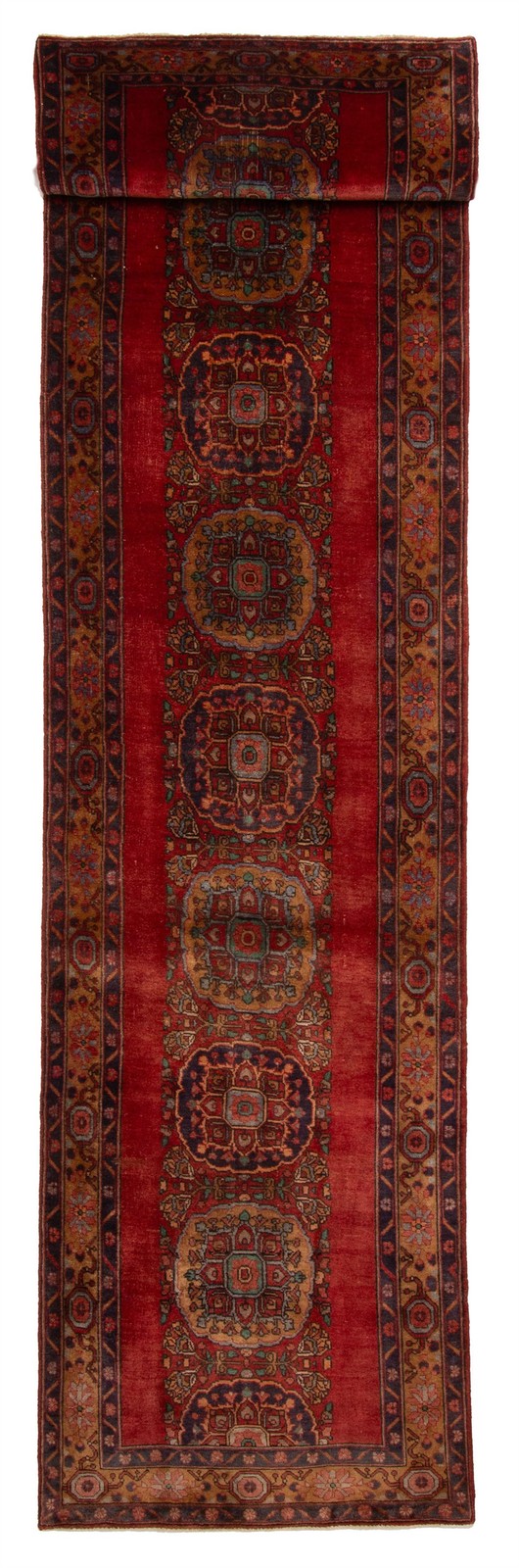 Vintage Hand-knotted Runner Rug 3’3″ x 13’8″ Traditional Oriental Wool Carpet