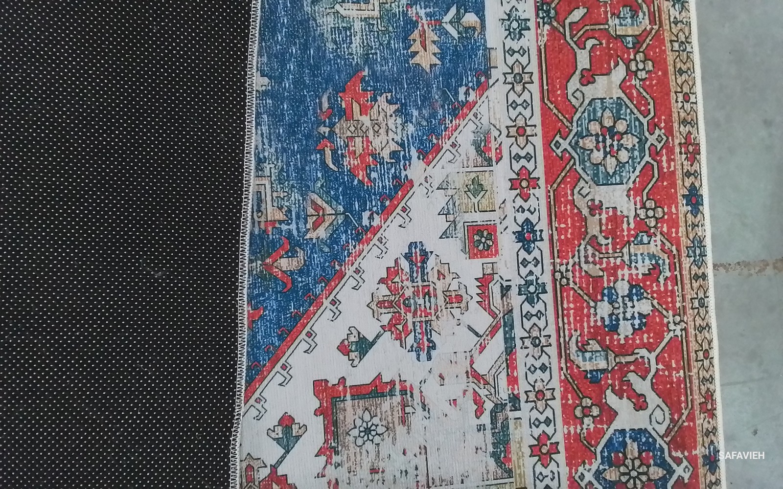 BLUE / RED 6′-0″ x 6′-0″ Stained Rug, Reduced Price 1172805731 TSN102M-6SQ