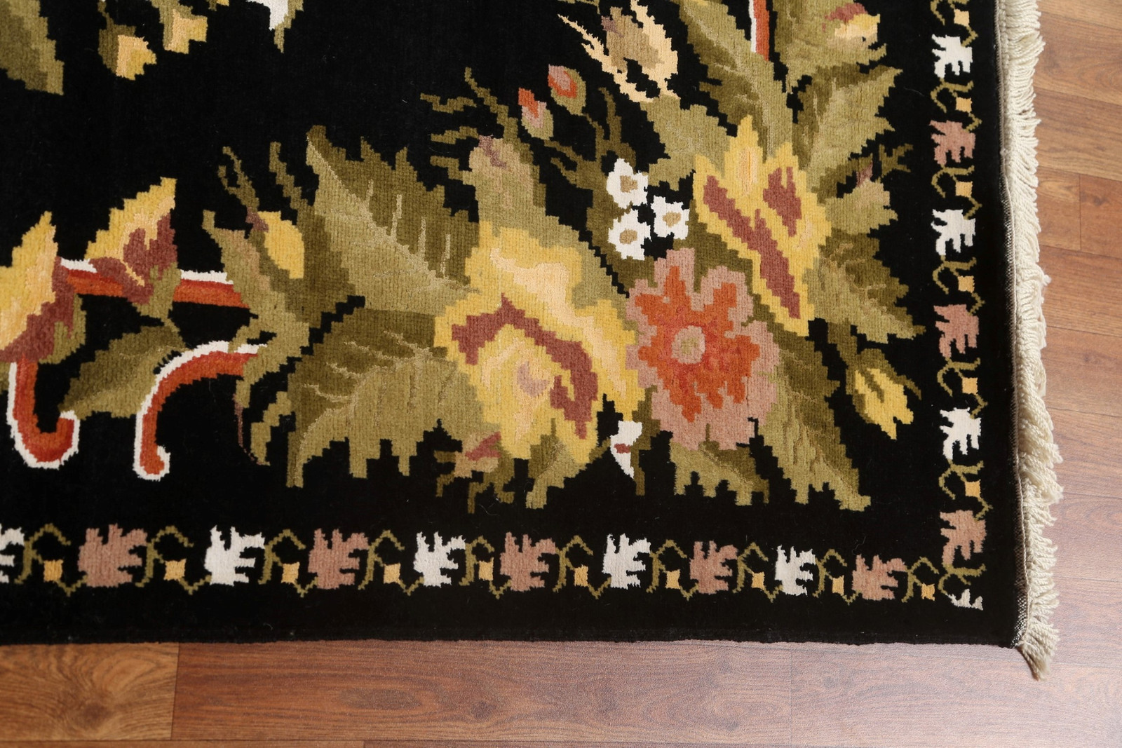 Vegetable Dye Aubusson Rug 6×8 Ft Floral Wool Carpet Handmade Floral Wool & Silk
