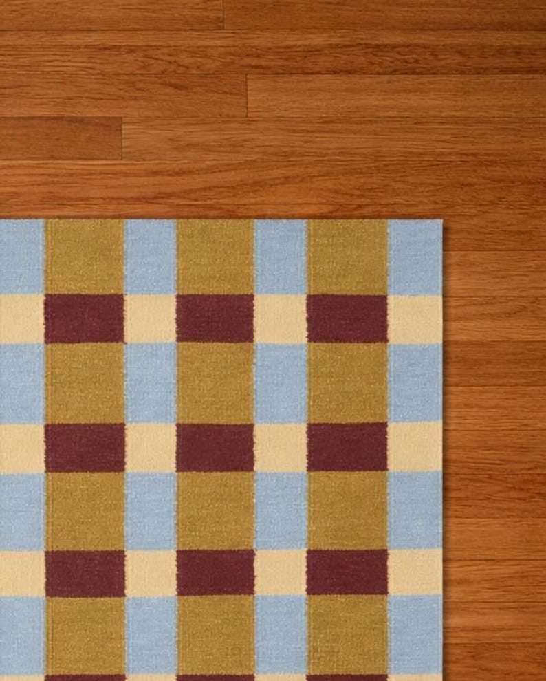 Antique Scandinavian Swedish Kilim Tile Handmade Flat weave Boho Area Rug 5×8 Ft