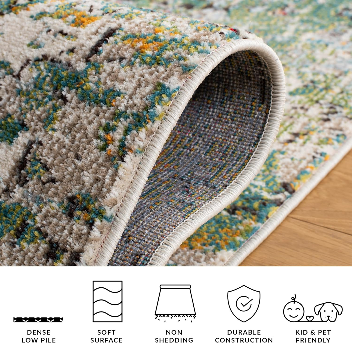 Madision Collection 5’3″ x 7’6″ Area Rug – Green & Turquoise Modern Design
