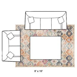 Bellagio Collection Area Rug – 5′ x 8′, Red & Pink, Handmade Medallion Wool,