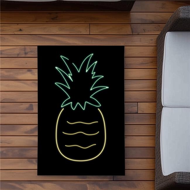2×3 ft. Neon Pineapple – Retro Outdoor Area Rug for Home Decor – Rectangle