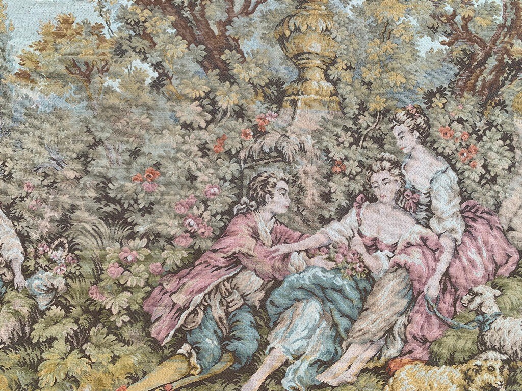 Vintage French Tapestry Romantic Tapestry Home Decor Pictorial Tapestry 2×5 ft