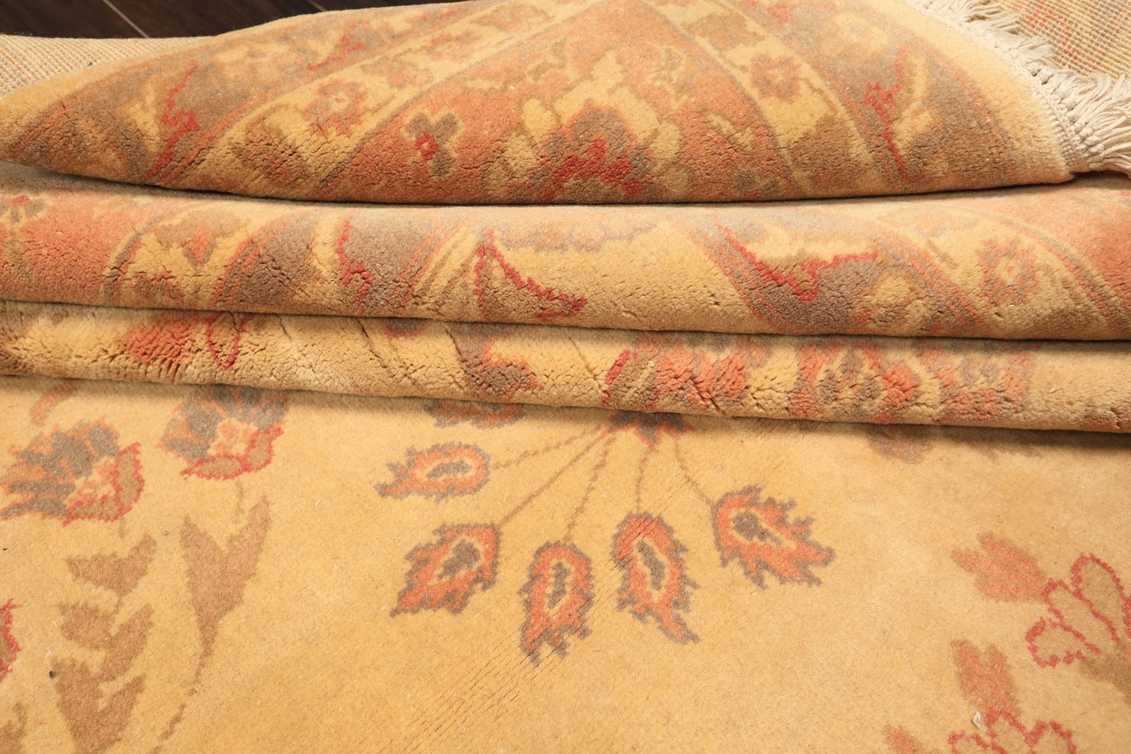 8’11”x11’6″ Hand Knotted Wool Beige Blush Oushak Silky Sheen Rare Egyptian Rug